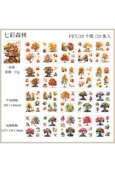 Choice B 20 Sheets Pet Stickers Book Vintage Log Cabin Decorative Handmade Scrapbooking Material Diary Alb.