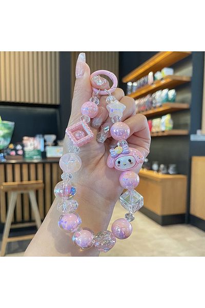 Choice C Sanrio Phone Chain Hello Kitty Cinnamoroll Beaded Backpack Pendant My Melody Cute Kuromi Pochacco.