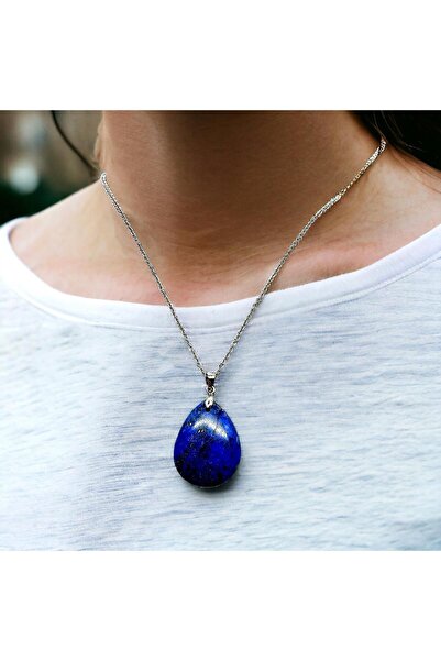 Zodyak Doğal Taş Natural Stone Drop Lapis Stone Pendant, Non-Tarnishing, With...