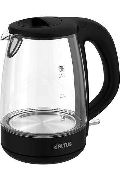 Altus Grm Black Glass Kettle 1.7 Lt Capacity Hidden Resistance
