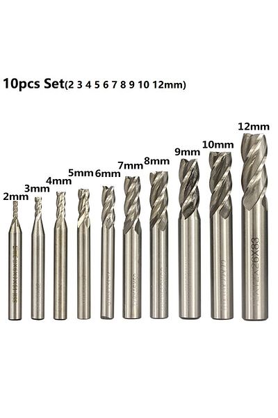 Choice 10pcs 2-12mm Xcan Hss Milling Cutter 4 Flute End Mill 1.5-13mm For Aluminum Metal Cutter Carbide Rou