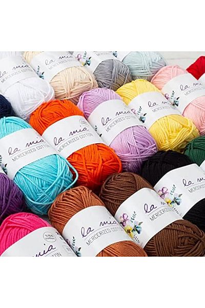 STOREMAX Sellbuystore Mia Mini Mercerized Cotton 20 Pack Colorful Hand Knitting Yarn, Mixed Color 100% Mer
