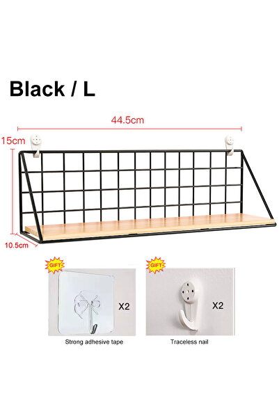 Choice رفوف حائطية سوداء على شكل حرف L بدون حفر خشبية معلقة لغرفة المعيشة وغر...