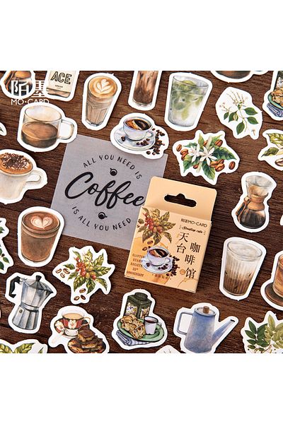 Choice 45pcs/box Vintage Rooftop Coffee Shop Stickers Set Scrapbooking Stickers For Journal Planner Diy ...