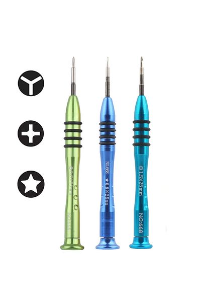 Choice 3 In 1 Tools Kit Screwdriver 1.5mm Ph000 Phillips 0.8mm P2 Pentalobe 0.6mm Y000 Tri-point For Iphone