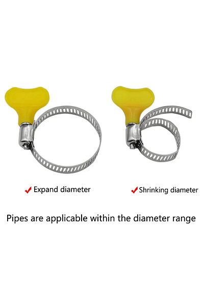 Choice 5pcs 16-25mm 5 Pcs 8-44mm Adjustable Yellow Plastic Handle Hand Twist Hose Clamps Worm Driving Stain