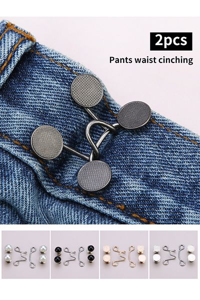 Choice 2pcs-Sets Metal Jeans Waist Buckle Adjustable Nail-free Snaps Fastener Button Detachable Waist Ti...