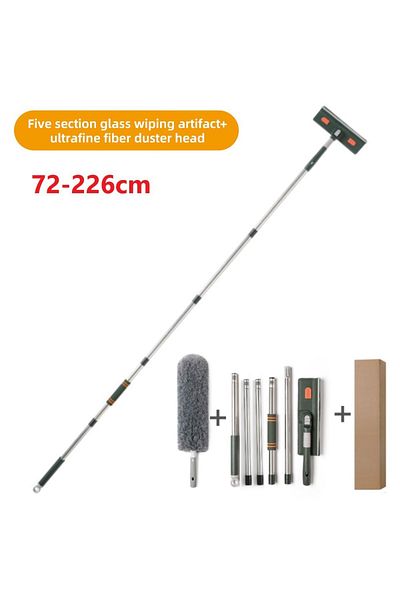 Choice 226cm Green Set 72-226cm Extended Window Cleaning Tool Glass Cleaner Mop With Silicone Scraper Windo