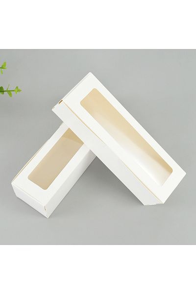 Choice 5/10pcs Rectangle Window Box White Kraft Candy Biscuit Gift Packaging Paper Box for Wedding Birth...