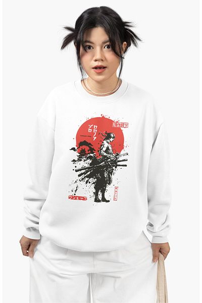 Fuddy Moda Φούτερ Unisex Oversize Samurai Roronoa Zoro - Χωρίς κουκούλα, με θέμα Anime