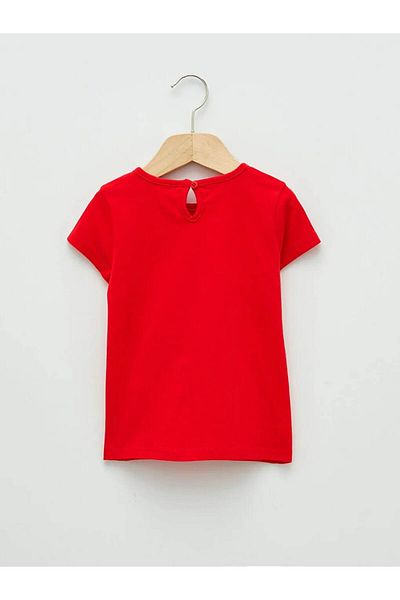 LC Waikiki Lcw Baby Red Crew Neck Short Sleeve Ataturk Signature Printed Cotton Baby Girl T-Shirt