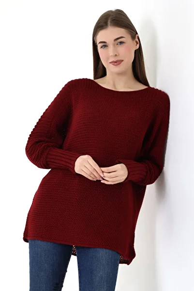 Devinka Women's Burgundy Seasonal Knitwear Sweater
