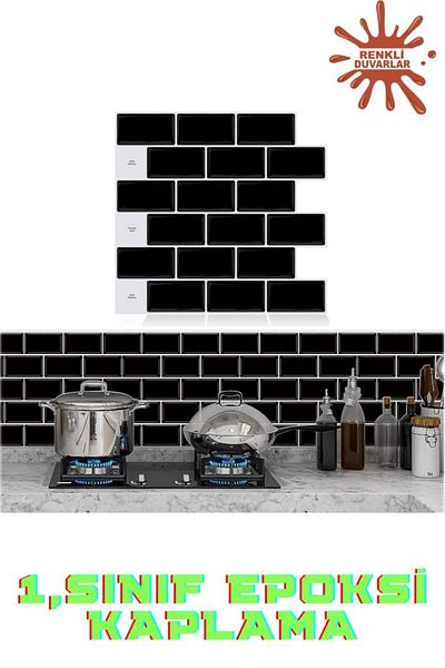 Renkli Duvarlar 30×30cm Caramida neagra epoxidica - Panou de acoperire a peretelui adeziv 3D Bucatarie Baie Living Birou Pardoseala