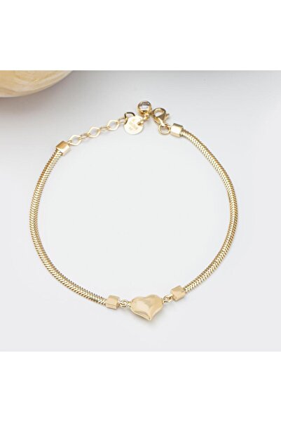 Tufanlar Kuyumculuk Altın Yılan Zincir Kalpli Bileklik