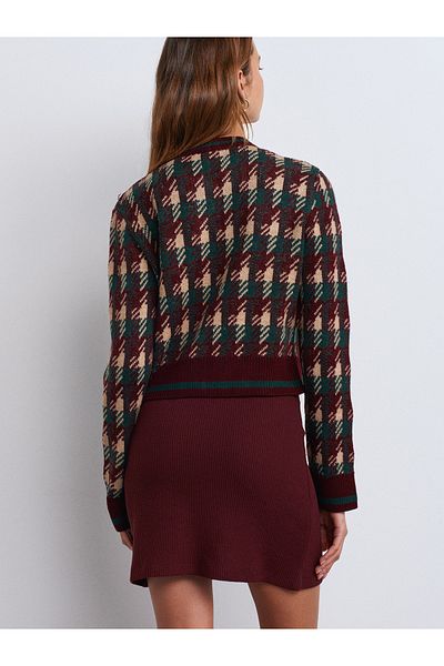 Dilvin 80409 Fusta mini cu detaliu cu nasturi-Bordeaux