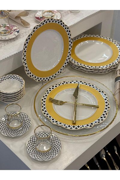 Lotus A166 Model 34 Pieces Bone China Porcelain Breakfast Set