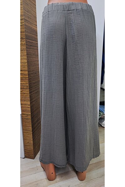 Sosyete Kaplumbağa Muslin Cotton Large Wooden Button Large Size Designer Pants