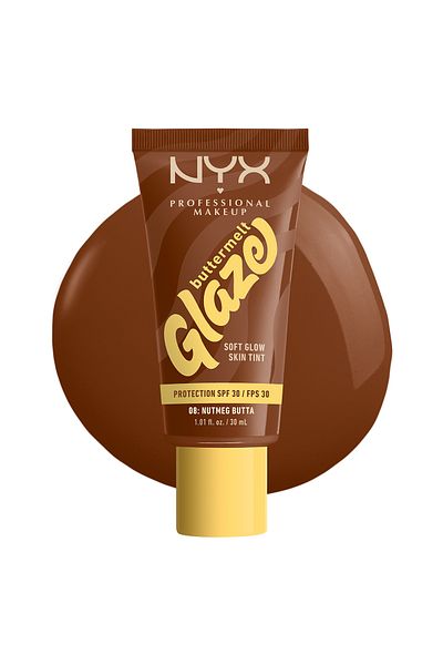 NYX Professional Makeup Buttermelt Glaze Soft Glow Skin Tint + SPF/FPS 30,12h Wear, Nutmeg Butta