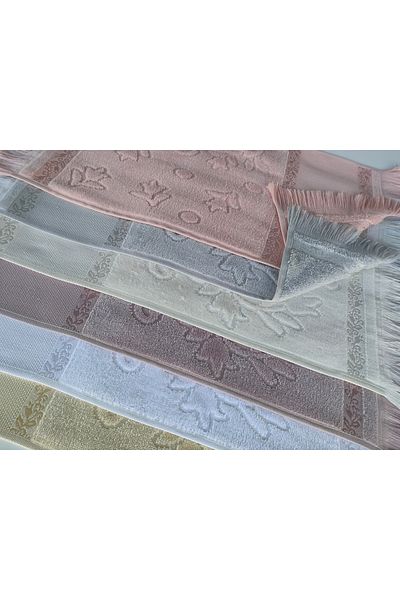 MYSOFT 50x90 Mysoft Etamin Πετσέτες με κρόσσια 6 τεμαχίων - Cappuccino