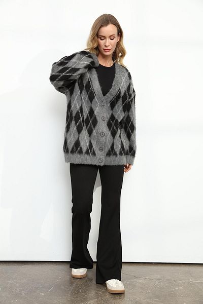 Qutu Butik 2459 Baklava Patterned Cardigan