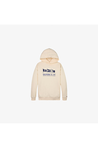 Tommy Hilfiger Waving Flag Çocuk Bej Hoodie