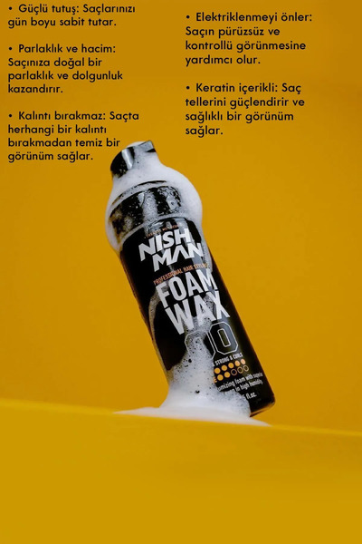 NISHMAN Saç Şekillendirici Köpük Wax Hacim Verici Bukle Belirginleştirici - 150 ml