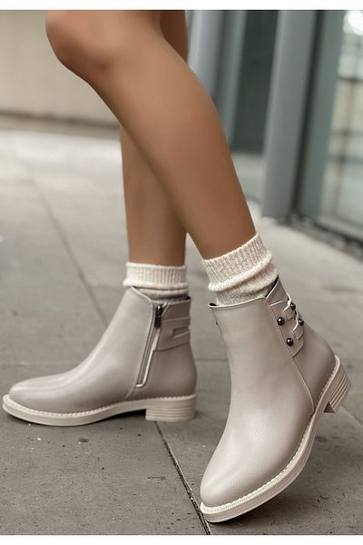 BESKAR Μπότες με τακούνι Siari Beige Skin