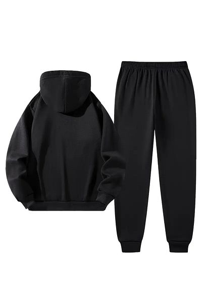 LAND MODA Унисекс черен анцуг с качулка