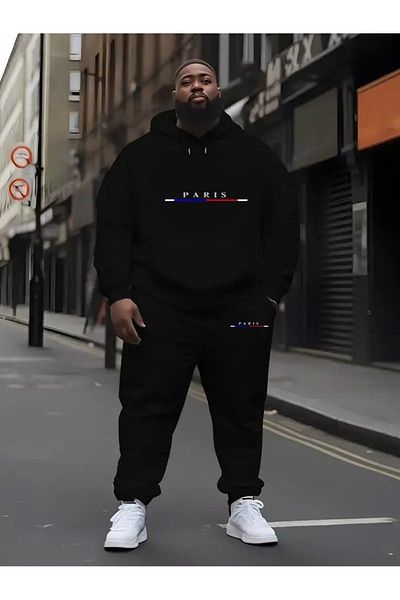 LAND MODA Σετ αθλητική φόρμα Unisex μαύρη με κουκούλα