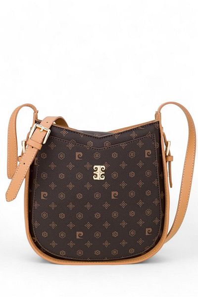 Pierre Cardin Monogram Καφέ γυναικεία τσάντα χιαστί 05pc24y535-mn