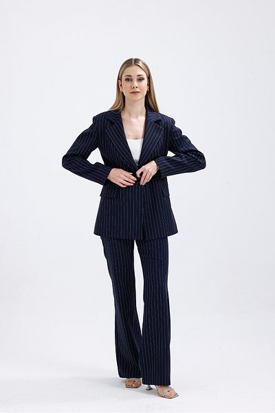 Abay Women's Striped Lined Blazer Jacket Pants Set