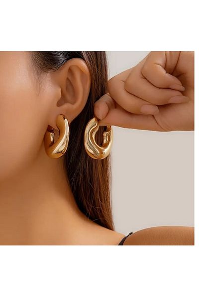 mos&more Gold Ring Brand Medium Size Women's Earrings