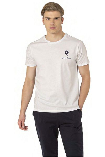 Pierre Cardin 6078 Ανδρικό κοστούμι πιτζάμες με κοντό μανίκι Crew-Λευκό