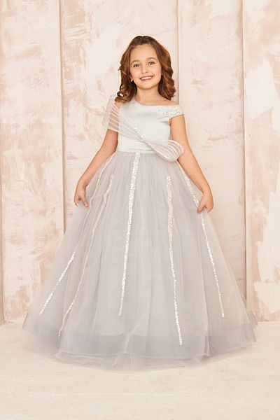 zühre balaban Gray Embroidery Girl's Evening Dress
