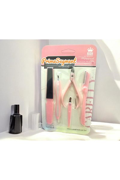 PrimeSegment Personal Manicure Pedicure Grooming Kit - 5 Pieces Nail Clippers & Rasp