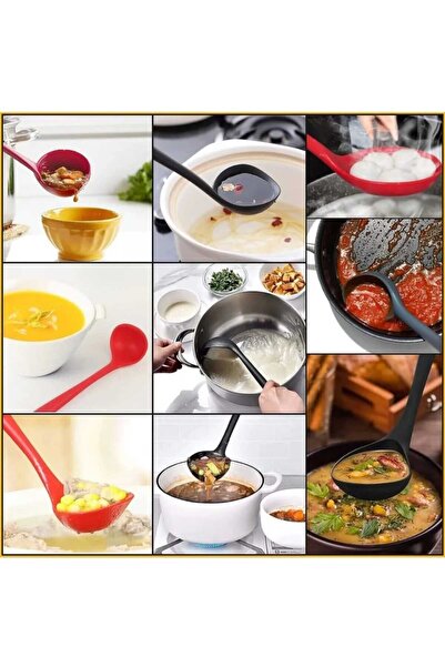 elfnur 3 Pieces Heat Resistant Hard Tip Fireproof Food Serving Set - 28 cm Spoon 23 cm