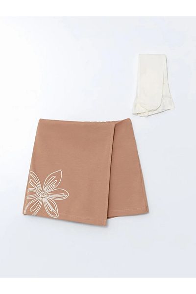 LC Waikiki Lcw Kids Beige Crew Neck Girls' Suit 3 Pieces