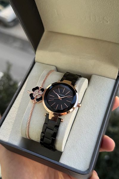 Homies Women's Wrist Watch Cutout Glass Gift Box Bracelet - Hm 4384659423
