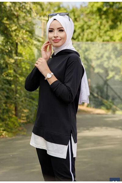 MOD10 Black Garnished Hooded Sports Suit