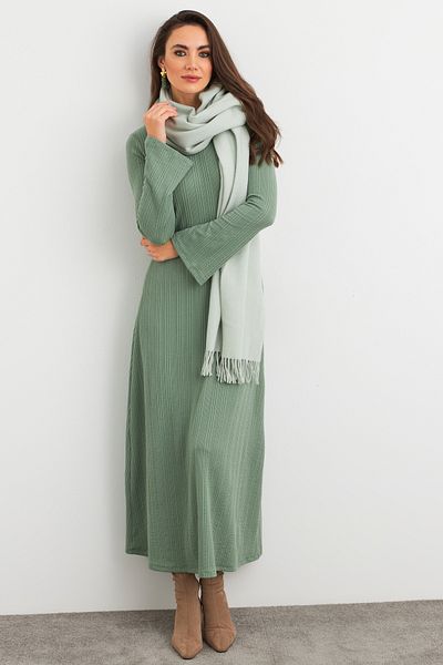 Cool & Modest Γυναικείο φόρεμα Basic Maxi σε χρώμα μέντας - MTF30