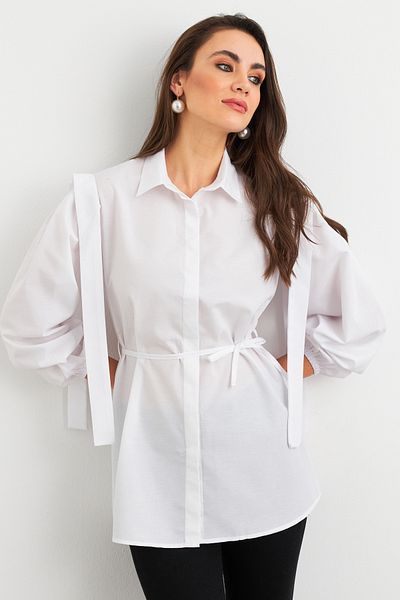 Cool & Modest Weißes Basic-Shirt – Bindedetail, Damen, MASF185