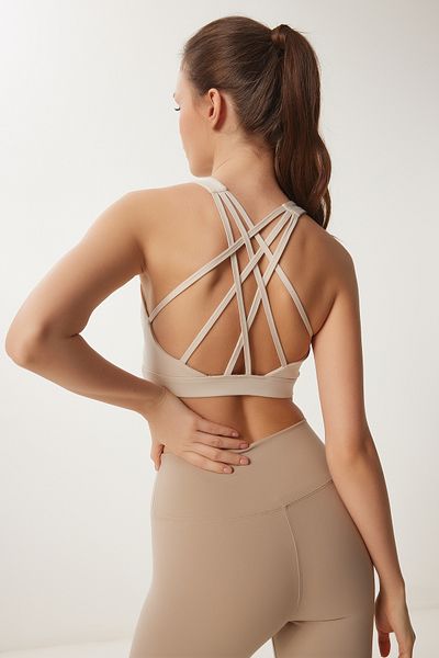 Happiness İstanbul Cremefarbener, unterstützter, formende Damen-Sport-BH – VX00001