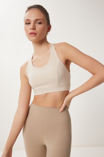 Happiness İstanbul Cremefarbener, unterstützter, formende Damen-Sport-BH – VX00001