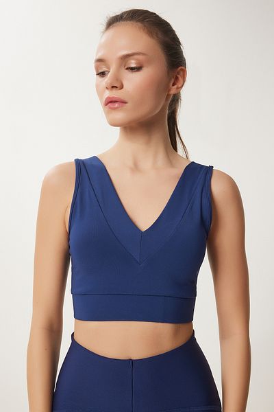 Happiness İstanbul Navy Blue V-Neck Shaping Sports Bra - Vx00009