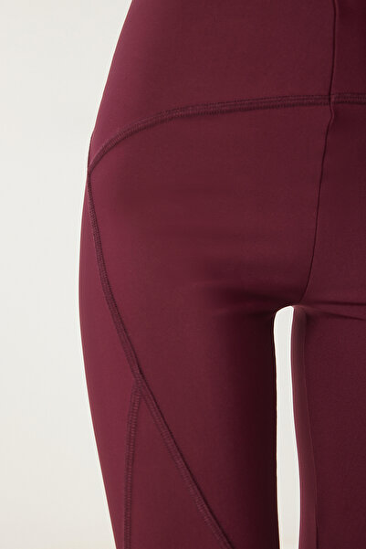 Happiness İstanbul Burgundy Recovery Women's Sports Knitted Leggings - Vx00006