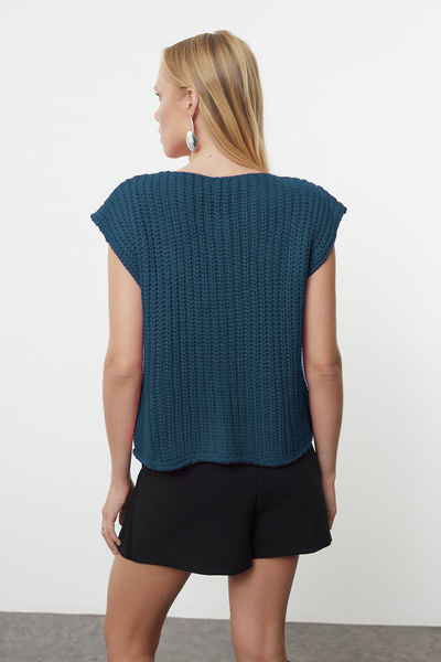 Trendyol Collection Crew Neck Indigo Fitted Vest - Twoaw25Ye00027