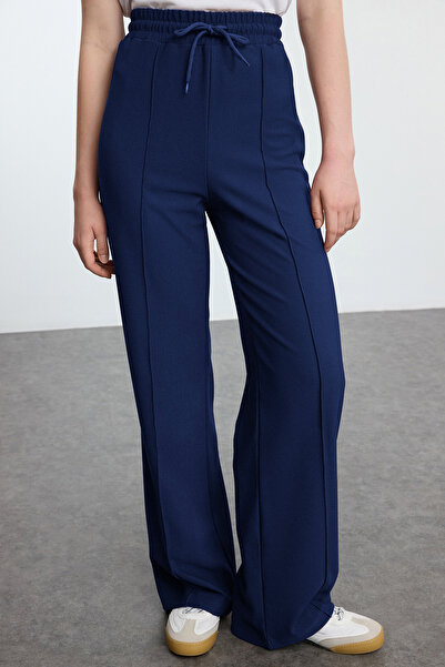 Trendyol Modest Tmavě modrá oversize texturovaná tepláková souprava Tctaw25En00004