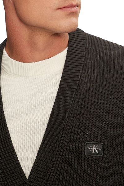 Calvin Klein Jeansy Haft Czarny Męski Kardigan J30J 326201 Beh Woven Label Kardigan