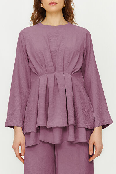 Trendyol Modest Lilac Aerobin Tunic and Pants Set - Drawstring Woven Tctss24Us00009