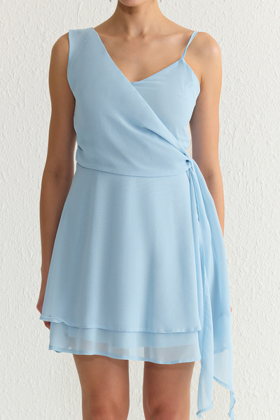 Trendyol Collection Căptușeală albastru deschis șifon țesut rochie șic scurtă TPRSS25EL00007